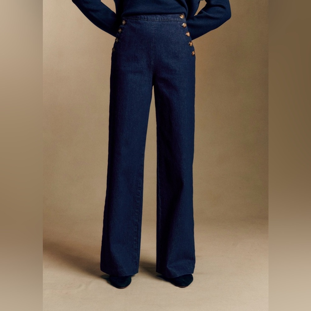 NWT Sézane Marino Trousers Flare Jeans with Buttons